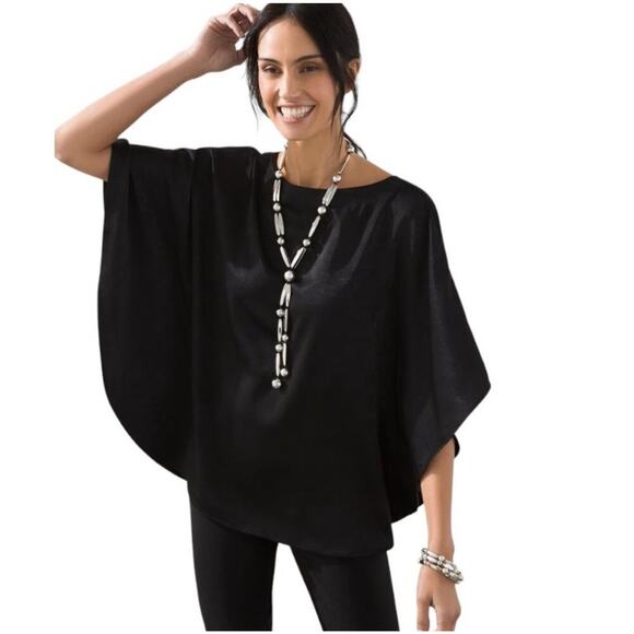 Chico's Tops - Chico’s Womens Chianti Black Silky Smooth Poncho Top Size L/XL Minimalist